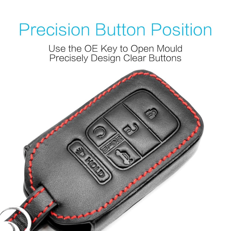 MECHCOS Compatible with Honda Accord Passport CR-V Civic Pilot HR-V Insight Key Fob Cover Case Leather Protector Key Chain Holder - Image 2