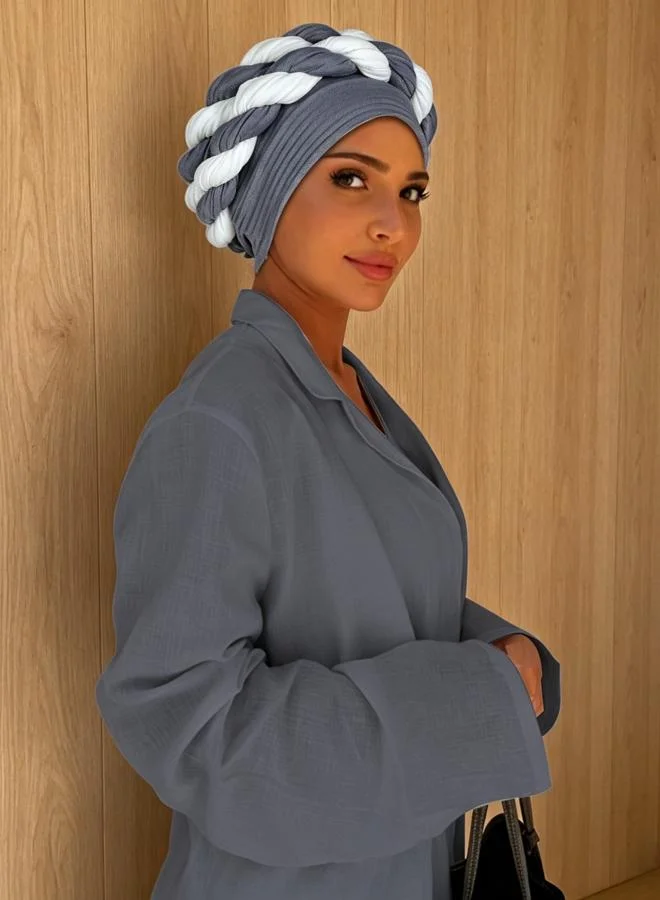 Take Two Grey Knitted Turban Hijab