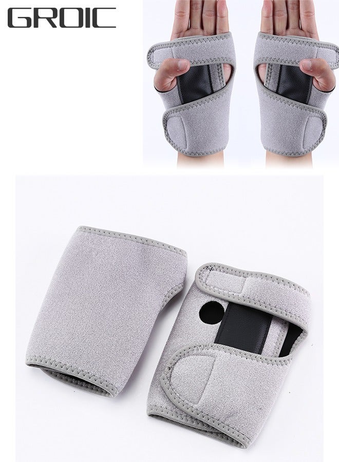GROIC One Pair Wrist Compression Wrap Brace for Carpal Tunnel, Adjustable Support Strap bands, Wrist Brace Straps Sports Fixed Protection Steel Plate Palm , Removable Support Metal Sheet - Grey - Image 1