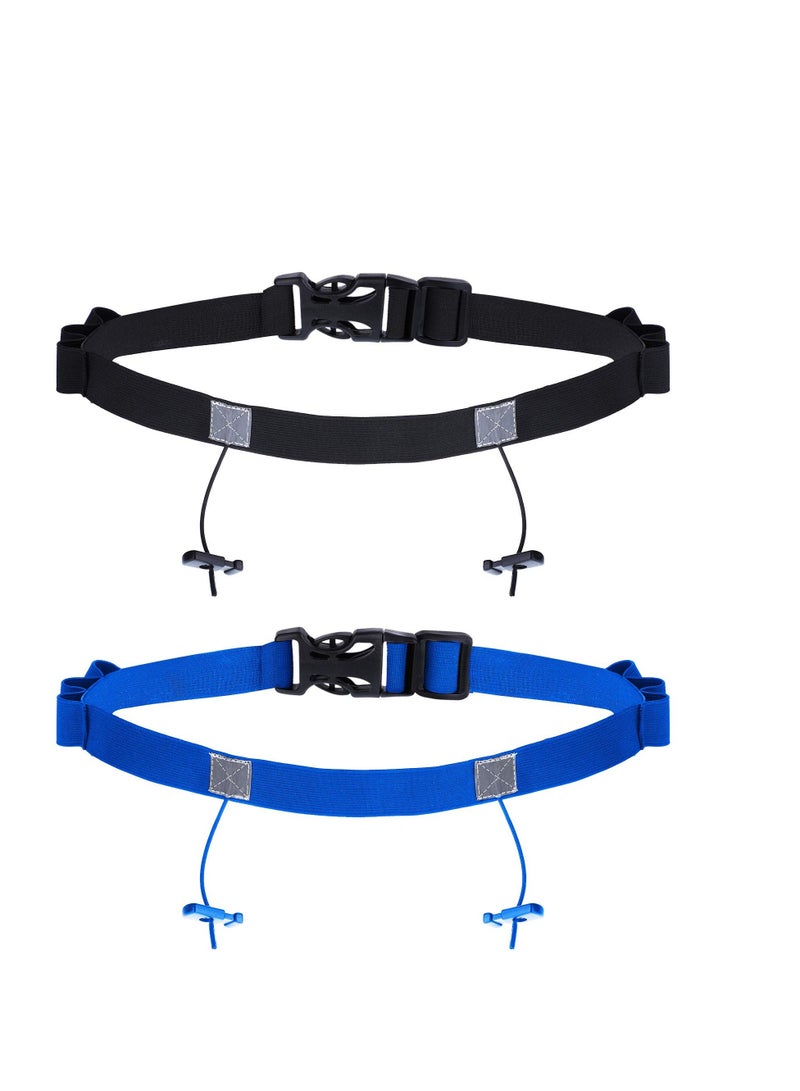 Y&D 2 Pieces Race Number Belt with 6 Gel Loops for Running Cycling Triathlon Marathon (Black and Blue) - Image 1