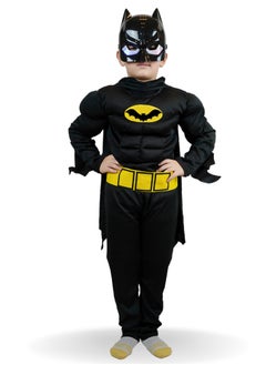 Fitto Kids Batman Costume Pretend Play Full Batman Costume For Kids with LED Face Mask and Cape, Large
