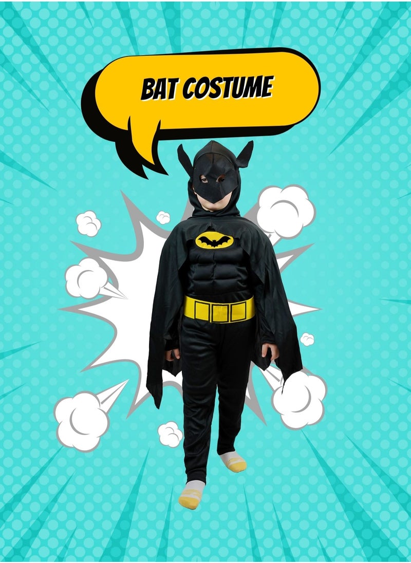 FITTO - Fitto Kids Batman Costume Pretend Play Full Batman Costume For Kids with LED Face Mask and Cape, Large - Image 1