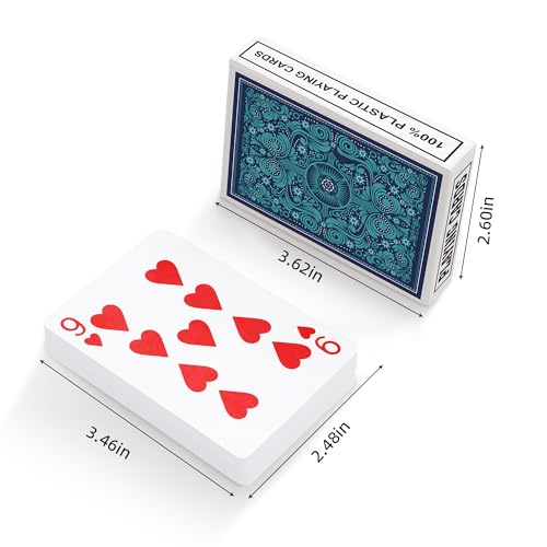 Timenued Playing Cards 4 PackPlastic Waterproof Playing Cards Bulk for Adults and Seniors4 Decks of Poker Cards Professional Set Standard Poker Size Regular Index2 Blue 2 Red - Image 5