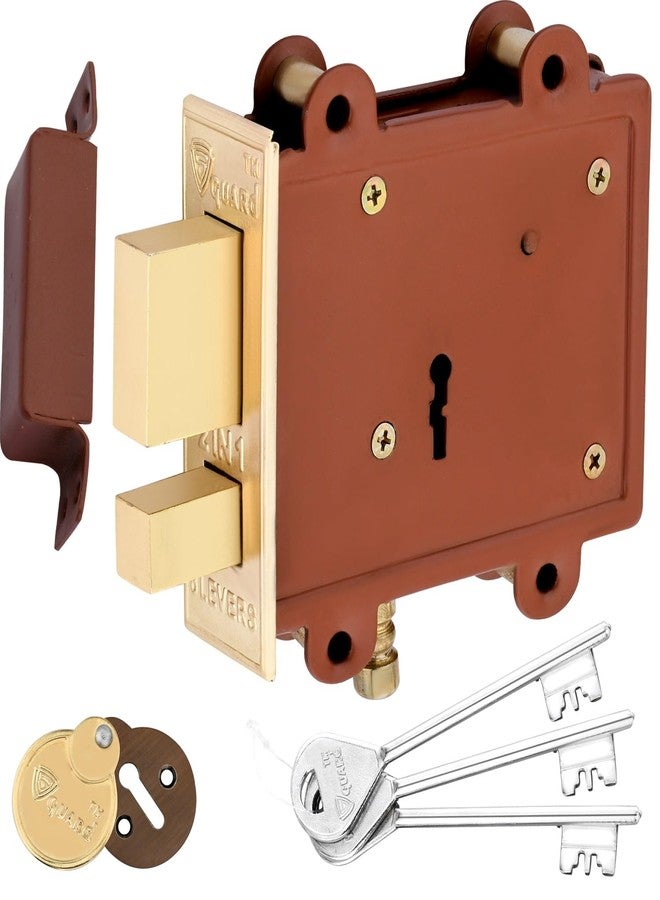 S-GUARD Door Lock for Shop, Main Gate, Godowns, Offices, Warehouse, Trucks - Powder Coated, 100MM, 10 Levers, Both Side Locking (Red) - Image 1