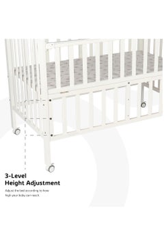 BABYCARA Crib Wooden Baby Bed With Adjustable Heights And Mosquito Net 120x70  - Image 5