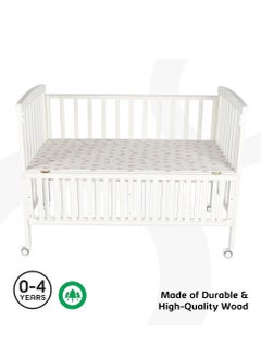 BABYCARA Crib Wooden Baby Bed With Adjustable Heights And Mosquito Net 120x70  - Image 3