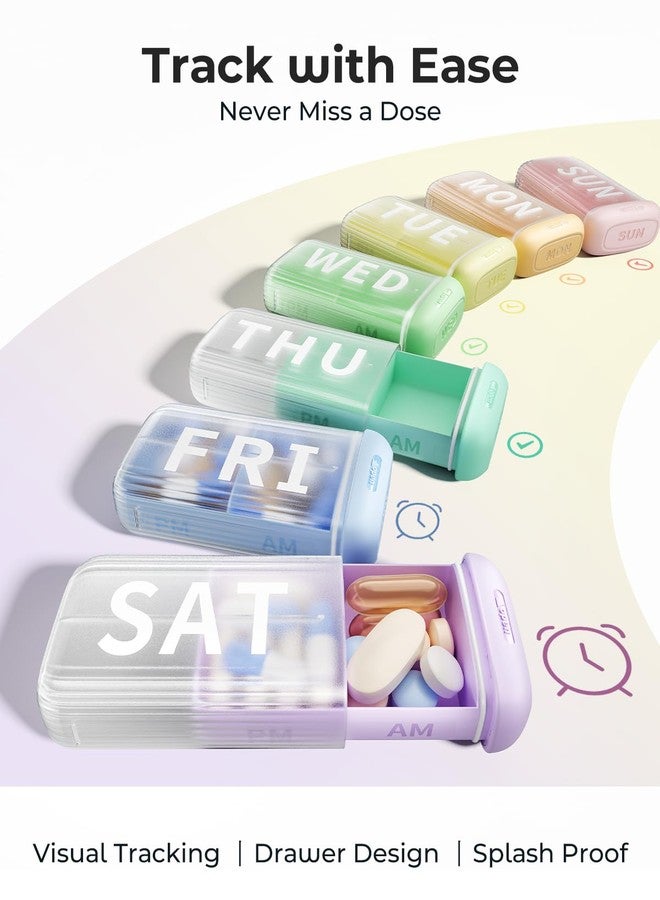 Betife Pill Organizer 2 Times a Day, AM PM Weekly 7 Day Large Pill Box, Travel Medicine Vitamin Holder Container for Daily Supplements - Image 2