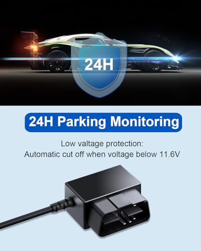 YKT Dash Cam OBD Hardwire Kit, Dash Camera Power Cable Type C Port 11.6-16V to 5V/2.5A with Low Voltage Protection 24h Parking Monitor for Dashcam, GPS (Type-C) (Fit for All Dash Cam) - Image 2