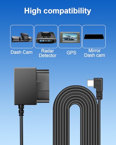 YKT Dash Cam OBD Hardwire Kit, Dash Camera Power Cable Type C Port 11.6-16V to 5V/2.5A with Low Voltage Protection 24h Parking Monitor for Dashcam, GPS (Type-C) (Fit for All Dash Cam) - Image 5
