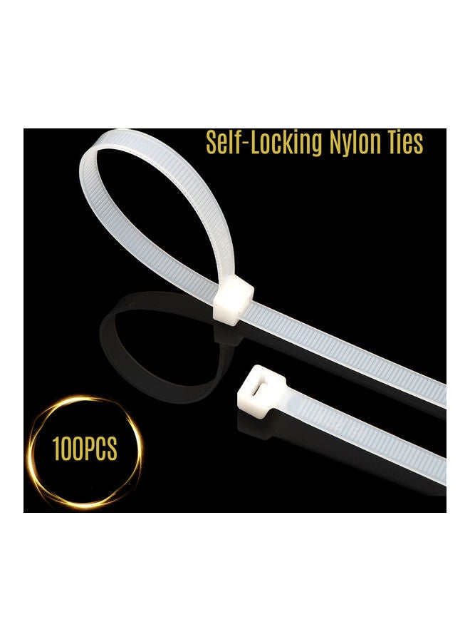 NIBEMINENT Pack Of 100 Self-Locking Nylon Cable Ties White - Image 2