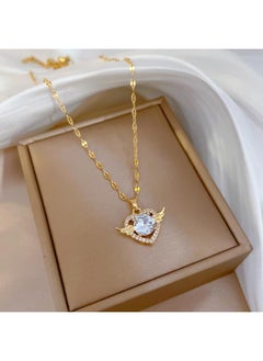 [titanium Steel] New Diamond-encrusted Four-leaf Flower Necklace Female Temperament Female High-grade Double-sided Shell Clavicle Chain Explosions