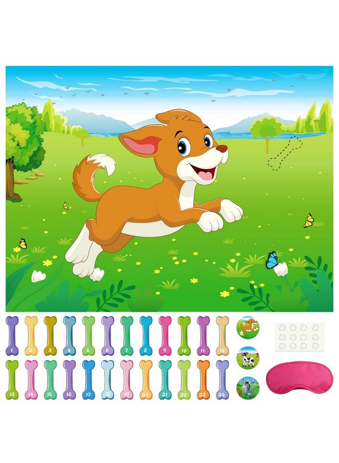 Morcheiong Pin The Tail on The Dog Birthday Party Game with 48pcs Bones, Give The Puppy A Bone Game for Kids' Dog Birthday Party Supplies - Image 1