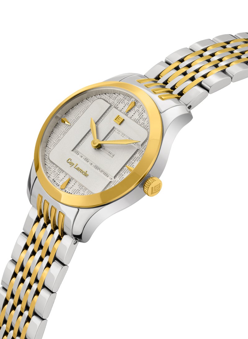 Guy Laroche Maxime Watch for Women with Silver and Gold Stainless Steel Bracelet 29 mm 5 Atm  - Image 2