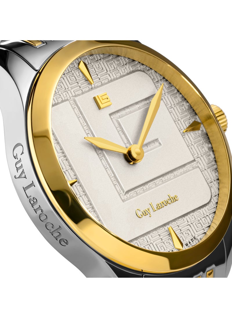 Guy Laroche Maxime Watch for Women with Silver and Gold Stainless Steel Bracelet 29 mm 5 Atm  - Image 4