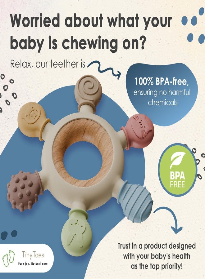 Tiny Toes TinyToes : Baby Teething Toys for Baby Toys 0-6 Months Bpa Free + Links Antidropping | Newborn Toys | | Baby Toys 6-12 Months | Teething Relief | Teethers for Babies 3-6 Months | Baby Necessities - Image 2