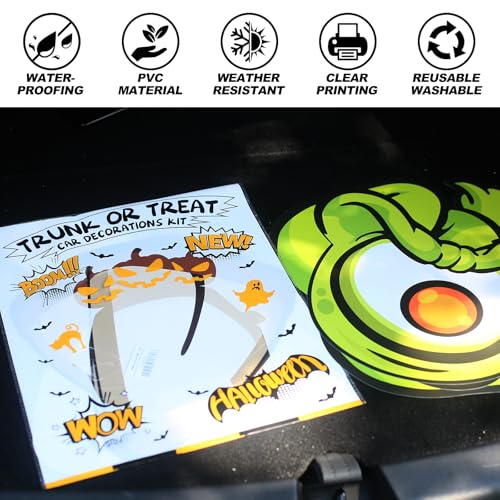 PARTYLOUD Trunk or Treat Car Decorations Kit for SUV, Halloween Cute Monster Face Trunk or Treat Car Decorations Kit, Outdoor Halloween Garage Door Decorations - Image 5