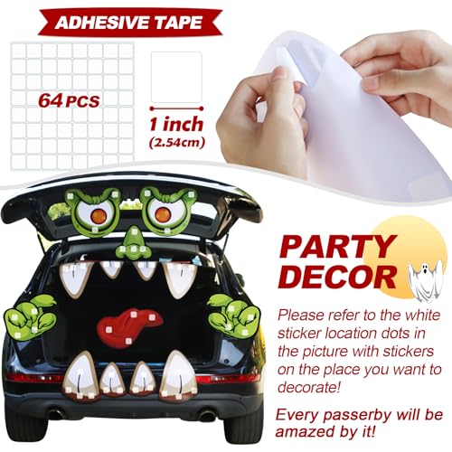 PARTYLOUD Trunk or Treat Car Decorations Kit for SUV, Halloween Cute Monster Face Trunk or Treat Car Decorations Kit, Outdoor Halloween Garage Door Decorations - Image 3