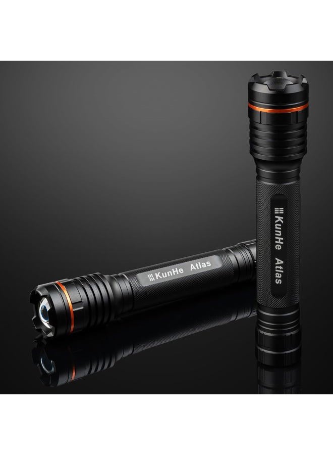 Kunhe Heavy Duty 3D Cell LED Flashlights Large Aluminum Zoomable High Lumens 1000 LM Battery Powered Police Flash Light- Big Flashlight for Home Emergency Power Outages Camping Car - Image 2