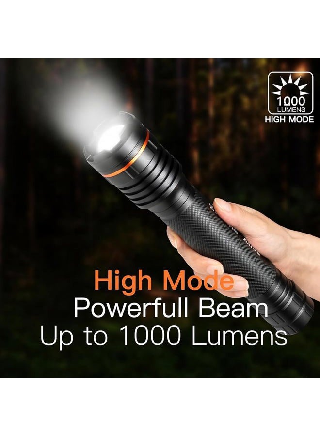 Kunhe Heavy Duty 3D Cell LED Flashlights Large Aluminum Zoomable High Lumens 1000 LM Battery Powered Police Flash Light- Big Flashlight for Home Emergency Power Outages Camping Car - Image 5