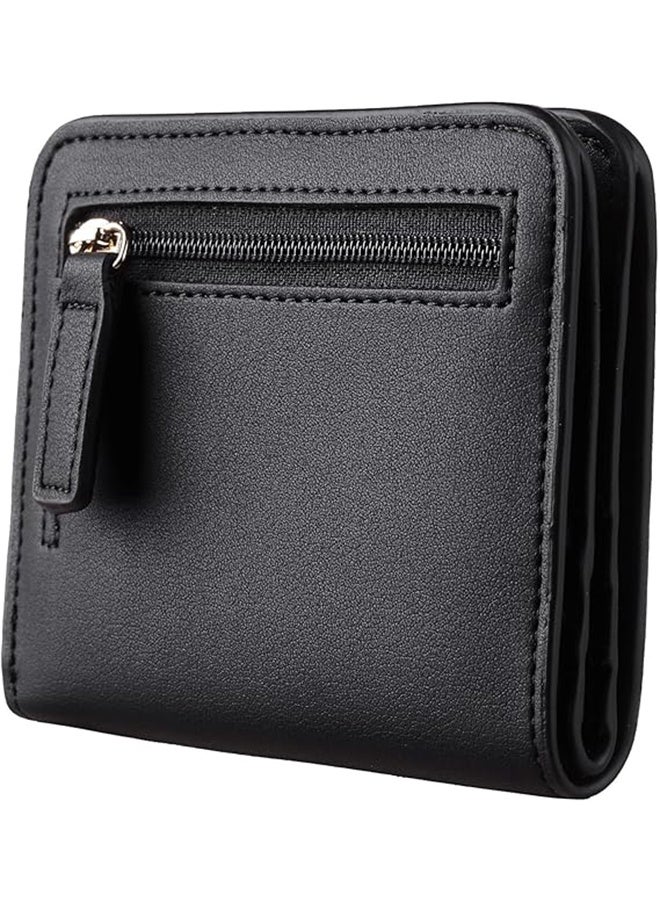 محفظة نسائية ورجالية صغيرة مدمجة ثنائية الطي، مصنوعة من الجلد الفاخر، مزودة بنافذة لبطاقة الهوية. - Image 5