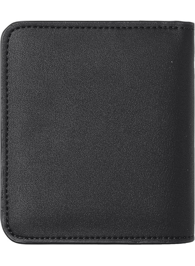 محفظة نسائية ورجالية صغيرة مدمجة ثنائية الطي، مصنوعة من الجلد الفاخر، مزودة بنافذة لبطاقة الهوية. - Image 4