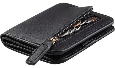 Wallet Women and man Small Compact Bifold Luxury Leather Pocket Wallet Ladies Mini Purse with ID Window