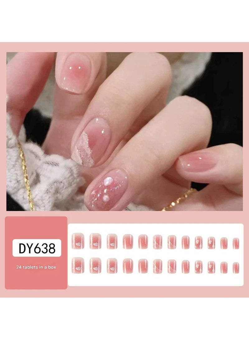 Goolsky أظافر وردية قابلة للتطبيق – مجموعة نصائح أظافر مزيفة جاهزة للاستخدام، 24 قطعة قابلة لإعادة الاستخدام، تطبيق سريع - Image 1