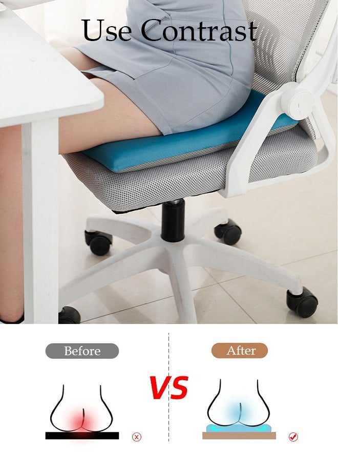 DUNISO Cooling Seat Cushion Memory Foam Non Slip Ice Silk Cushion Breathable Chair Cushion High Resiliency Seat Cushion for Sciatica and Lower Back Pain Relief, Comfortable Coccyx Cushion for Home Office  - Image 2