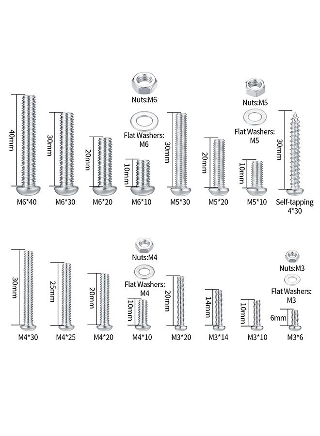 PCOMORE 1080-Piece Metric Screws & Bolts Assortment Kit – M3/M4/M5/M6 Machine Screws, Hex Bolts, Phillips & Slotted Pan Head, Nuts & Flat Washers – Hardware Fastener Set for DIY, Furniture & Repairs - Image 2