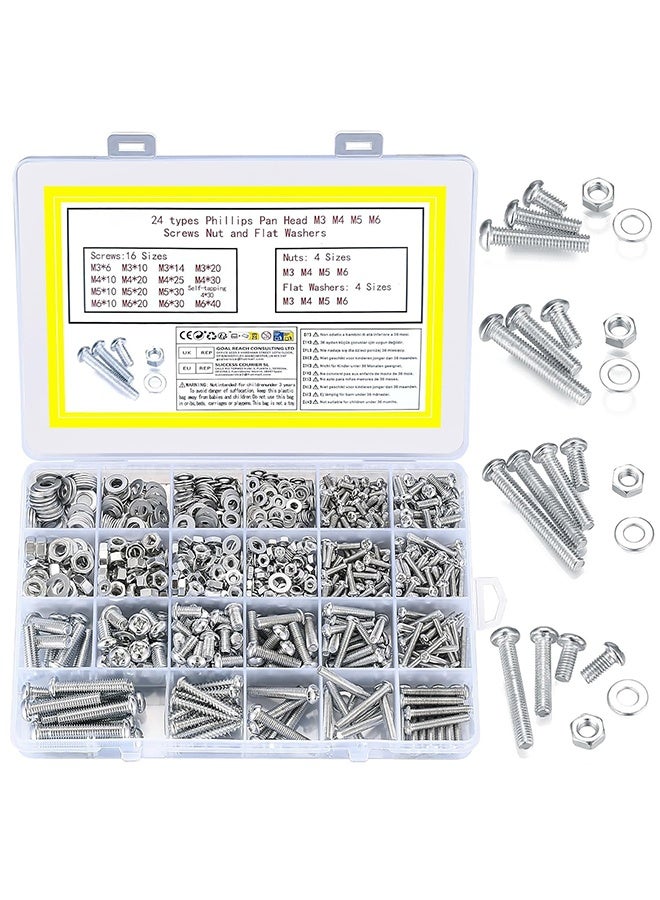 PCOMORE 1080-Piece Metric Screws & Bolts Assortment Kit – M3/M4/M5/M6 Machine Screws, Hex Bolts, Phillips & Slotted Pan Head, Nuts & Flat Washers – Hardware Fastener Set for DIY, Furniture & Repairs - Image 1