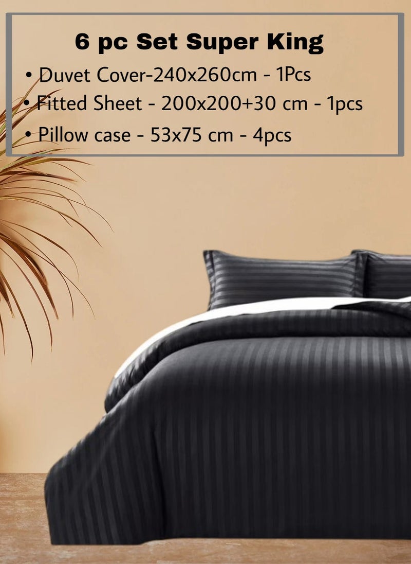 REDTOMMY طقم أغطية سرير سوبر كينغ 6 قطع – غطاء لحاف (240x260 سم)، ملاءة مشدودة (200x200+30 سم) و4 أغطية وسائد (53x75 سم)، اللون - أسود - Image 2