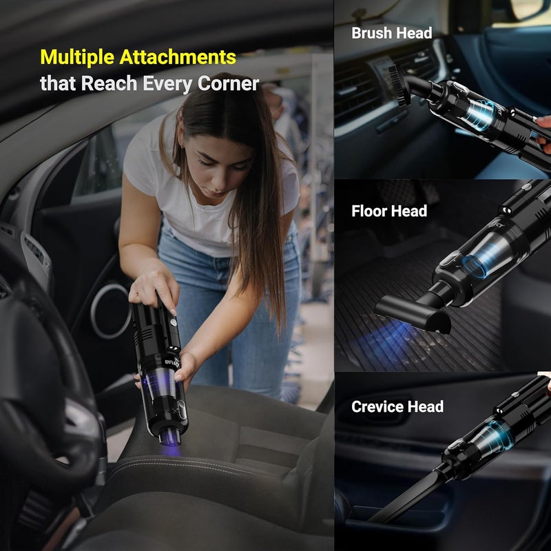 Dylect Wireless Car Vacuum Cleaner: 6000Pa Strong Suction,4000Mah Battery,Fast Type-C Charging,Washable Hepa Steel Filter,Copper Motor,Compact&Lightweight for Dry Use,0.2 Liter - Image 3