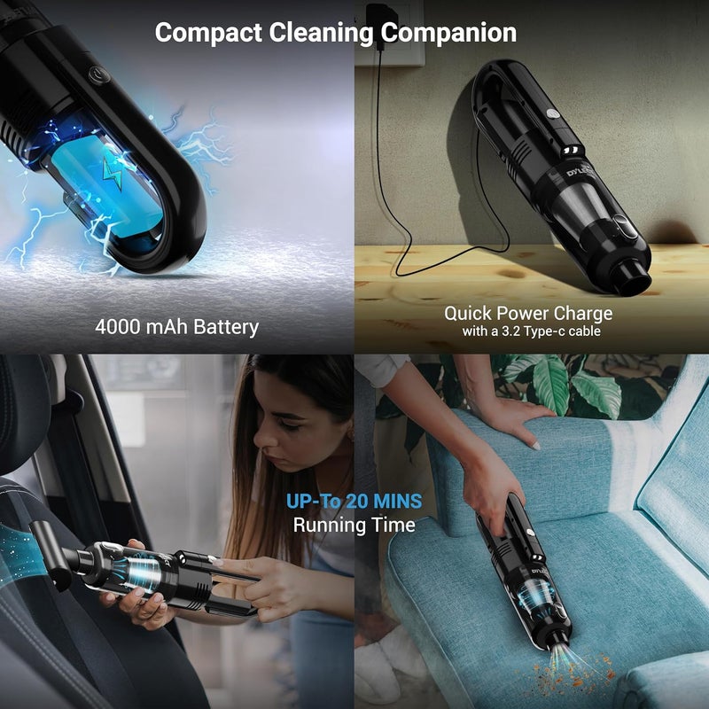 Dylect Wireless Car Vacuum Cleaner: 6000Pa Strong Suction,4000Mah Battery,Fast Type-C Charging,Washable Hepa Steel Filter,Copper Motor,Compact&Lightweight for Dry Use,0.2 Liter - Image 2