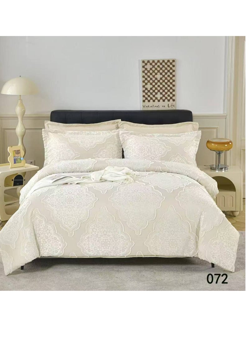 طقم لحاف فاخر مطرز من 6 قطع - طقم سرير كبير الحجم مع ملاءة سرير وأغطية وسائد | 220×240 سم