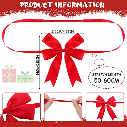 Jetec 24 Pieces Christmas Elastic Bows for Gift Boxes Red Stretch Loops Christmas Elastic Bows for Decoration Gift Wrapping2024 InchRed - Image 3