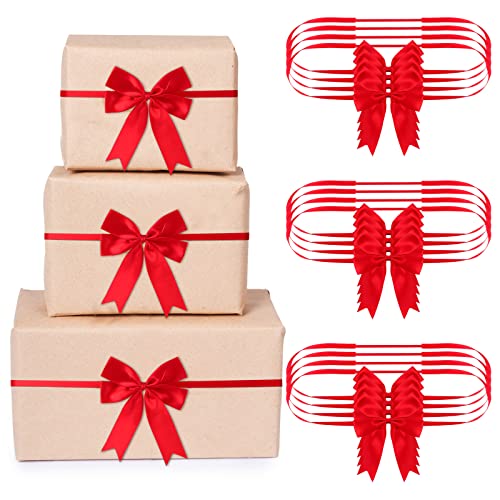 Jetec 24 Pieces Christmas Elastic Bows for Gift Boxes Red Stretch Loops Christmas Elastic Bows for Decoration Gift Wrapping2024 InchRed - Image 1