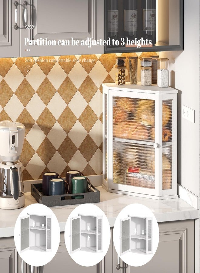 STDDRE Corner Bread Box Kitchen Countertop Extra Large Capacity Farmhouse Bread Box, Corner Countertop Storage, Double Layer Bread Holder (White, Extra Large) - Image 3