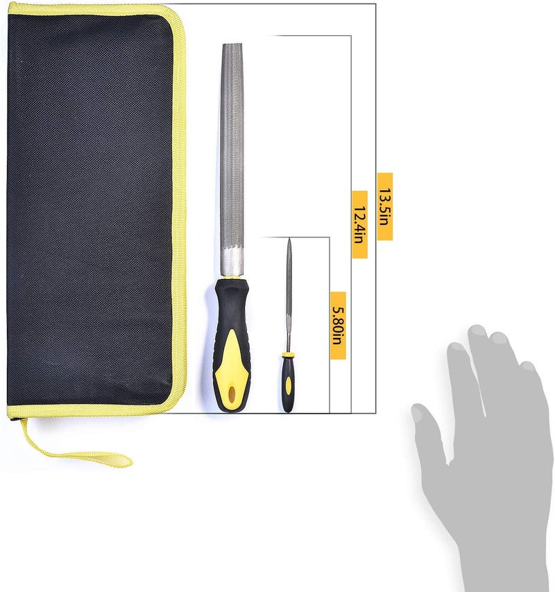 kapoua Metal File Set, Large Flat File/Half-Round File/Triangle File/Round File and 12 pcs Needle Files with Storage Bag and Steel Brush for Woodwork, Metal, Leather and Plastic - Image 5