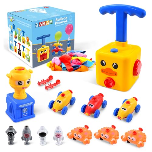 BAKAM Toddler Toys 3-4 for Boys Girls, Balloon Launcher & Powered Car Set, Fun Toddlers STEM Toy Balloon Pump Cars Racer Kit for Kids 3-5 (Duck) - Image 1