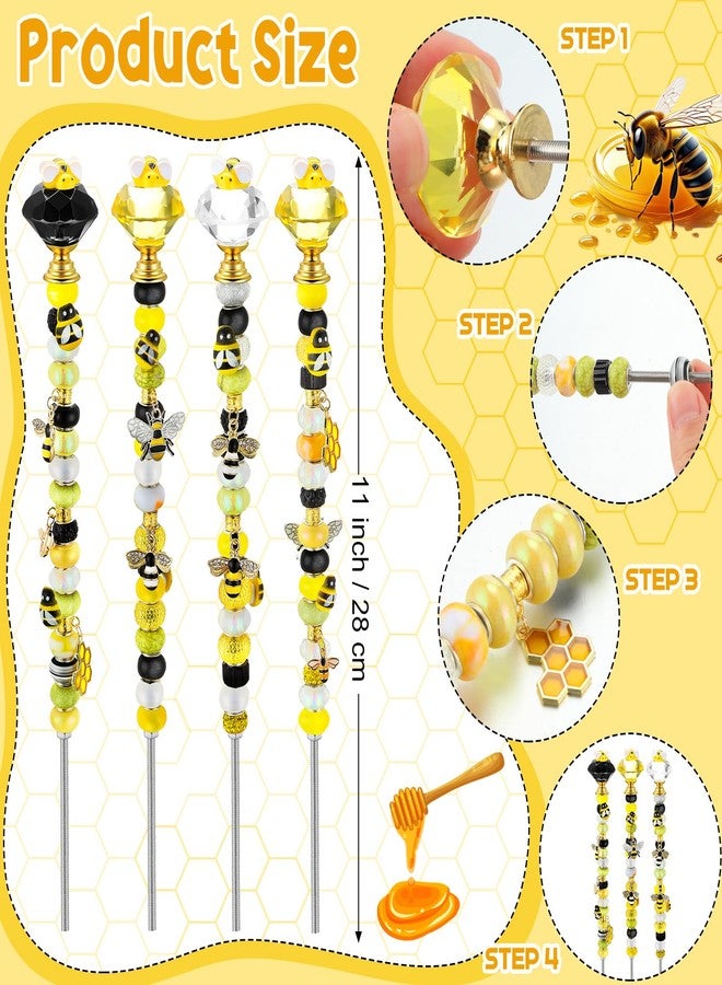 Lineshading DIY Beaded Stakes Garden Stakes DIY Garden Decor for Craft Supplies (Bee) - Image 2