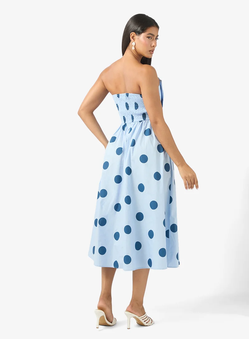 ايلا Bandeau Polka Print Dress