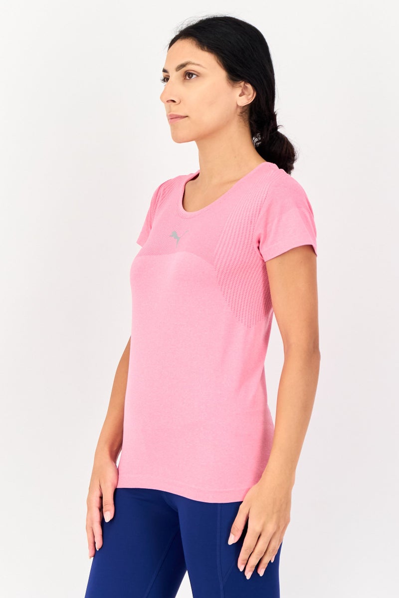 PUMA Women Slim Fit Brand Logo Short Sleeves Outdoor T-Shirt, Pink - Image 3