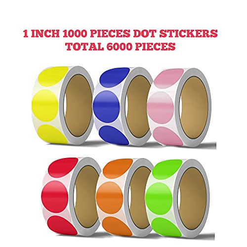 Safety Supply Mart 1-Inch Round Color Coding Labels – 6 Rolls, 6000 Matte Finish Adhesive Stickers in Red, Blue, Green, Yellow, Orange, Pink – Writable, Strong Adhesion for Office, School, Inventory, Organization - Image 2