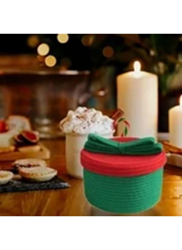 Generic Fibre Gold Christmas Decor Baskets, Set of 2,Green, Red, with Santa Claus and Merry Christmas Designs, 25 x 15 cm and 20 x 15 cm  - Image 3