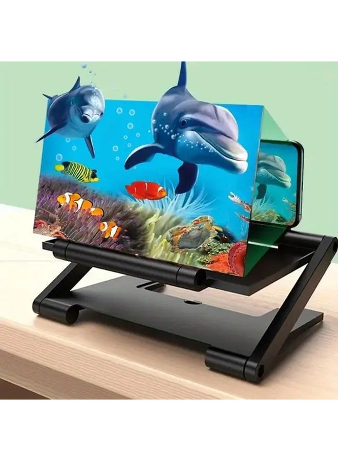 مكبر هاتف ذكي أسود 8 بوصة، ميكانيزم منزلق بتكبير فيديو عالي الدقة لألعاب وقراءة الآيفون - Image 4