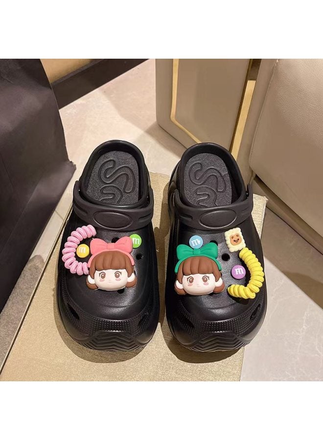 Super Popular High-heeled 10cm Clogs For Women, Summer Outer Wear, Cute Cartoon Non-slip, Anti-odor Thick-soled Sandals, Clogs