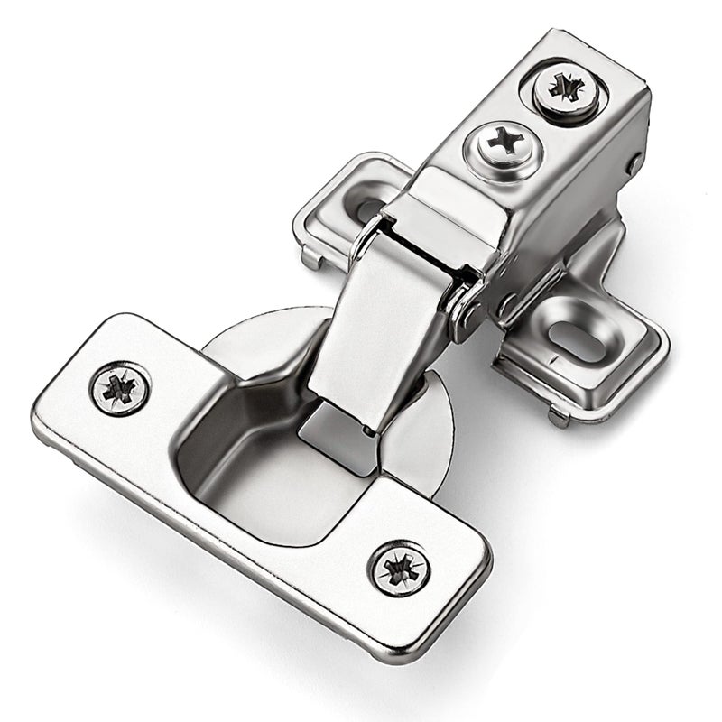 Ravinte 10 Pack 5 Pairs Short Arm Kitchen Cabinet Hinges for 1/2 Inch Overlay Cabinet, Brushed Nickel 105 Degree Opening Angle Hinges, Soft Close Concealed with Mounting Screws for Face Frame Door - Image 1