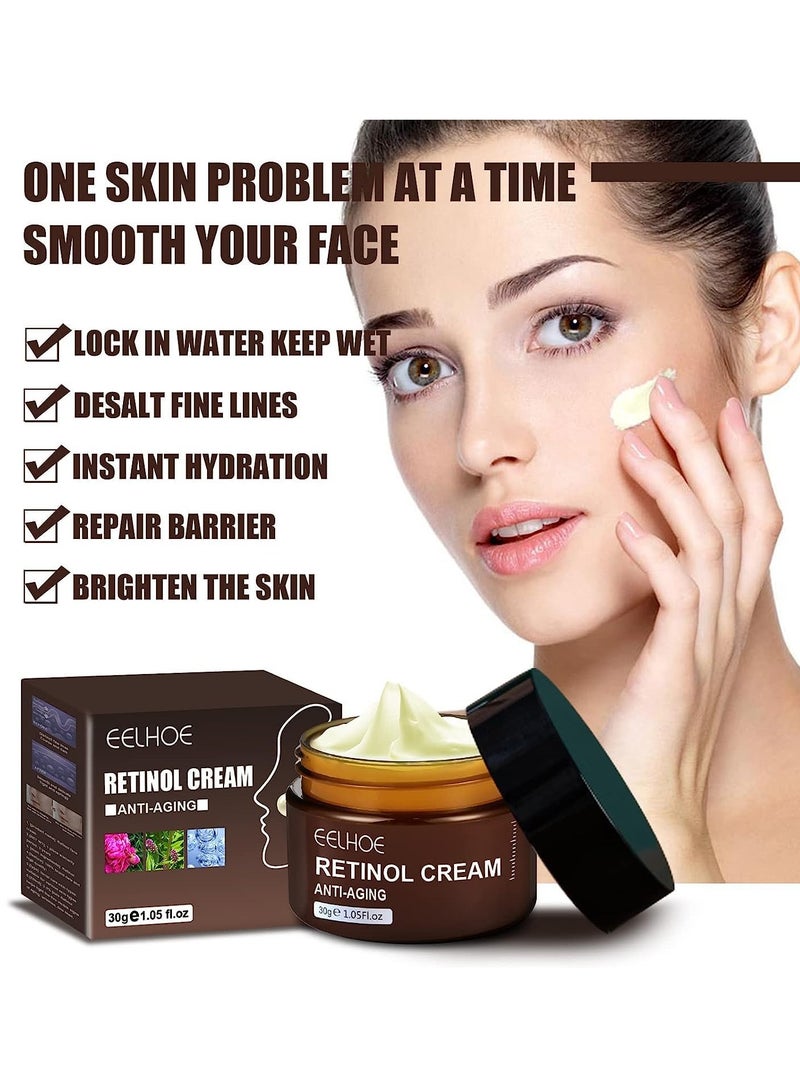 EELHOE Retinol Cream For Face, Retinol Deep Wrinkle Night Cream, Collagen Retinol Hyaluronic Acid Cream, Retinol Cream Moisture Anti-Aging, Retinol Anti Aging Wrinkle Removal Skin Firming Cream 30G - Image 2