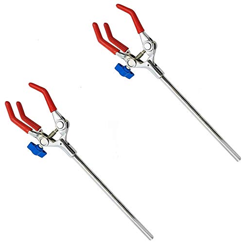 LabZhang 2 Pcs Lab Clamp 3 Prong Finger with Rubber-Coated Large Grip,Scientific Extension Adjust 10-90mm Jaw - Image 1