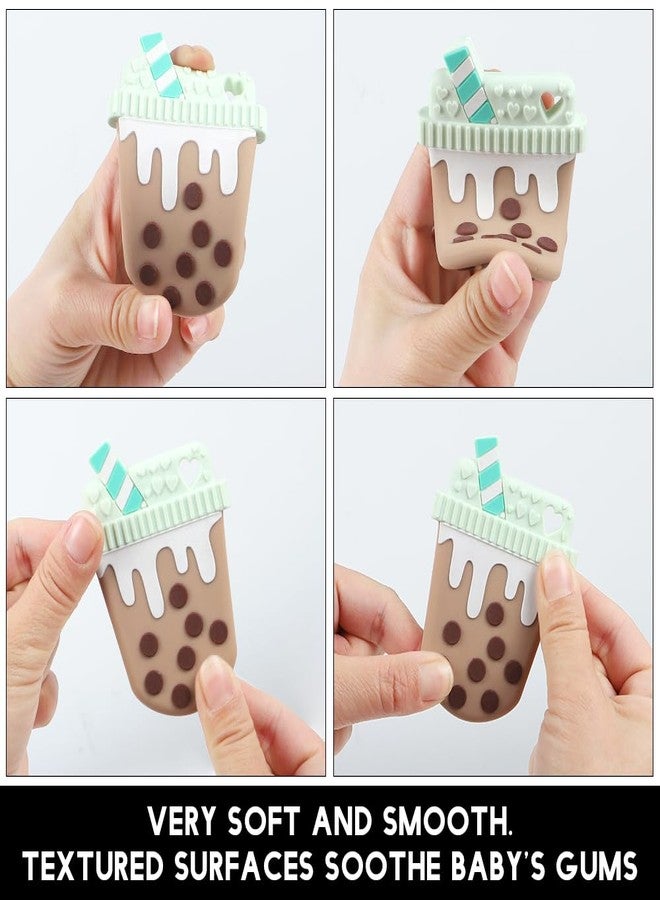 AmazingM Baby Food Grade Silicone Teether Toy with One Piece Design Pacifier Clip Holder,Teething Toys Gift Set for 3 Months+ Boys and Girls,Freezer Safe,BPA Free. (Bubble Tea) - Image 2
